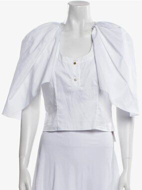 Hellessy Scoop Neck Short Sleeve Crop Top in White